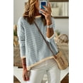 thumbnail image 2 of Women's Striped Pullover Sweater Winter Warm Knitted Top Casual Color Block Long Sleeve Crewneck Striped Sweaters Cotton Slim Fit Knit Pullover Tops Fall Winter, 2 of 6