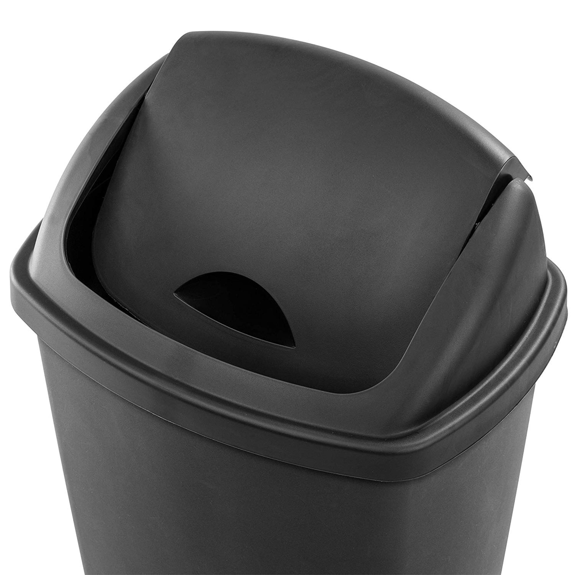 Superio 13 gal. Grey/Black Plastic Swing Top Trash Can, Gray
