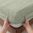 thumbnail image 3 of Cal.King Size Fitted Sheet Set - Solid Color Green 3 Piece Bedding Sets 16" Deep Pocket Fitted Sheet with 2 Pillowcases, Modern Simple Linen Texture Brushed Microfiber Hotel Luxury Bed Sheets, 3 of 9