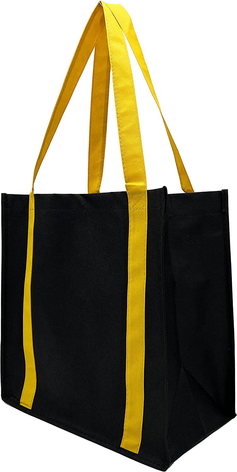 Recyclable Non Woven Tote Bags 10 Pack Black Stand Up Bottom Heavy Duty Large Gift Bags Super Strong Gift Expressions Grocery Tote Bag Reusable Eco Friendly Shopping Bags 