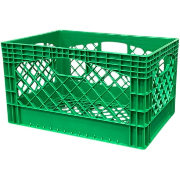 Juggernaut Storage 24QT Heavy-Duty Plastic Milk Crate, Green