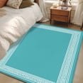 thumbnail image 5 of Turquoise Large Area Rugs for Bedroom Living Room, Soft Non Slip Carpet Bedside Rug, Geometric Boho Ethnic Tile Chic Monochrome Rectangular Floor Cover Kitchen Accent Rug 3'x5' for Dining Room/Office, 5 of 9