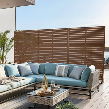 MAYEERTY 72" × 47" Outdoor Privacy Screen, Metal Decorative Screen, Brown