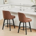 thumbnail image 4 of CHITA Upholstered Swivel Counter Bar Stool with Tufted Back Set of 2, Faux Leather in Brown, 4 of 11