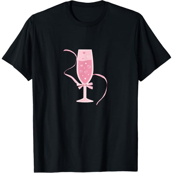 Coquette Bows with Champagne Glass Cute Coquette clothes T-Shirt