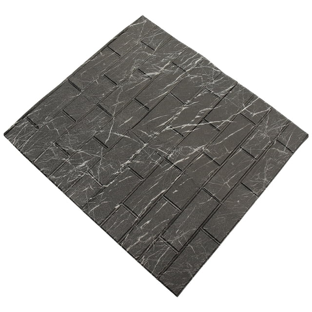 IFANLANDOR Wall Tile Sticker Brick Foam Black Gray Easy to Clean 1Set
