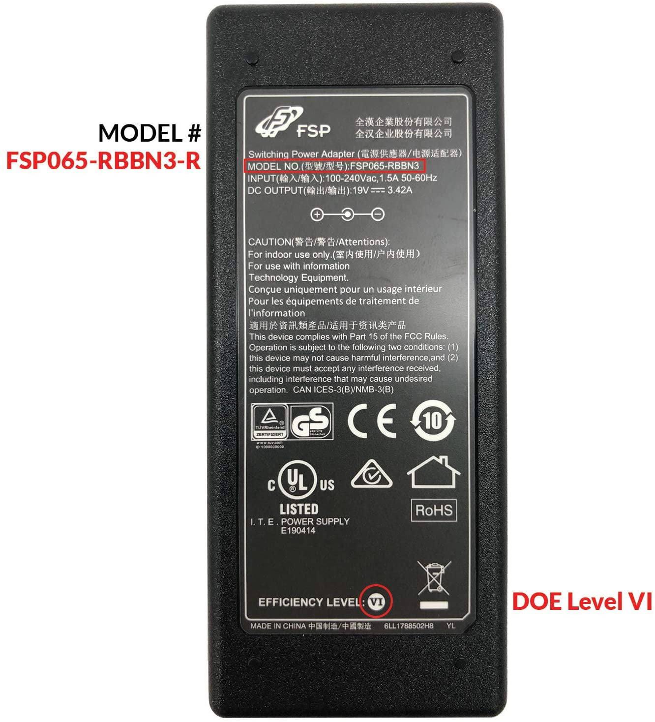 FSP 65W AC power adapter for Intel NUC kit Mini PC Barebones PN FSP065-10AABA 