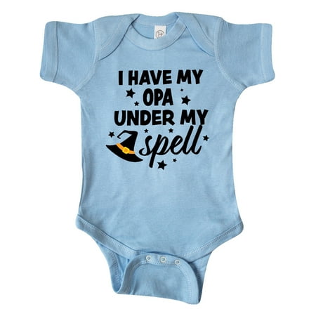 

Inktastic I Have My Opa Under My Spell with Cute Witch Hat Gift Baby Boy or Baby Girl Bodysuit