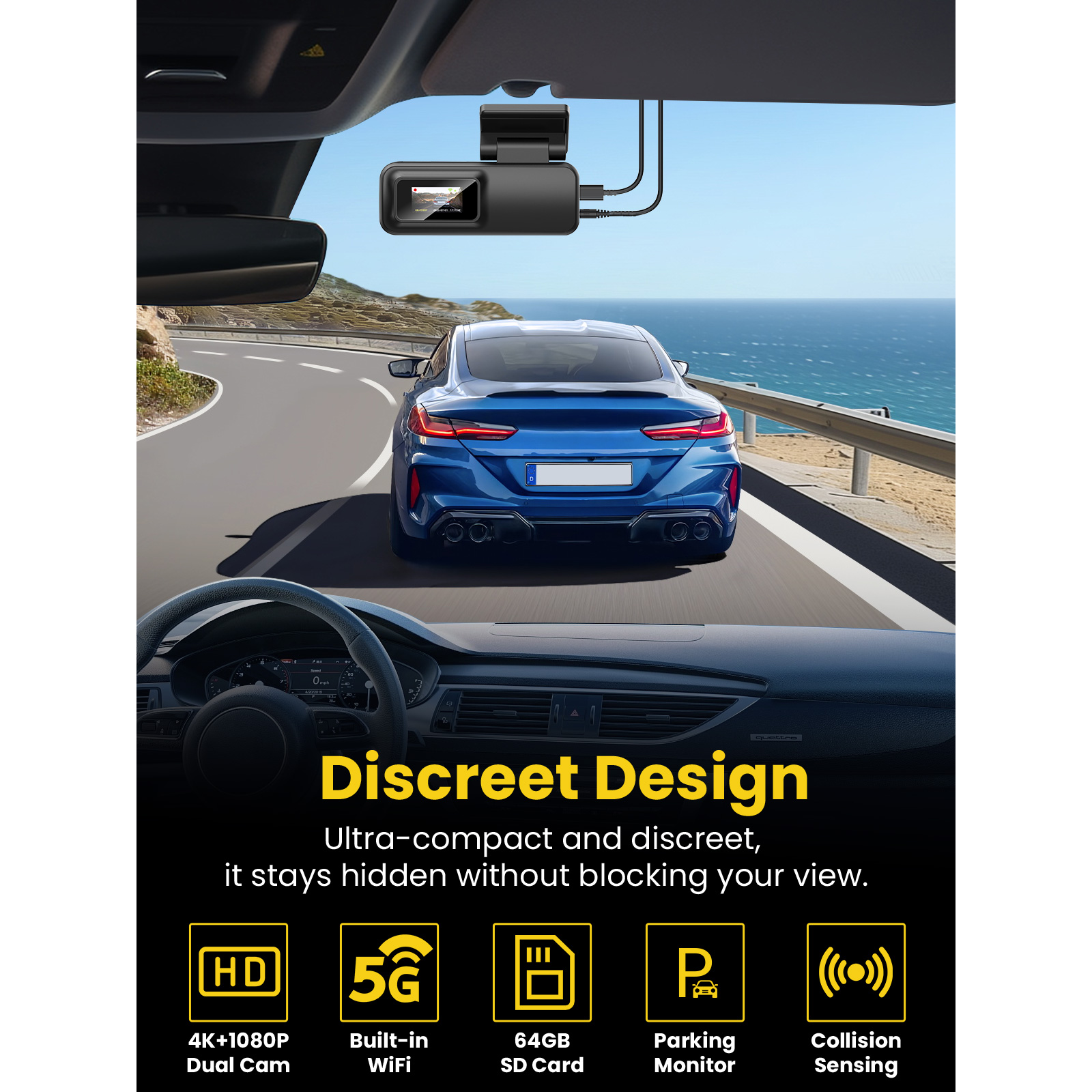 KHOCOEE X3 4K Front 1080P Rear Dual Dash Cam photo 8