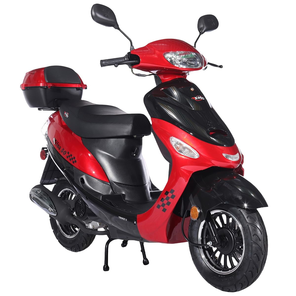 X-Pro Brand New Milos 50 Moped Scooter with 10" Aluminum Wheels, Rear Trunk, Electric/Kick Start!