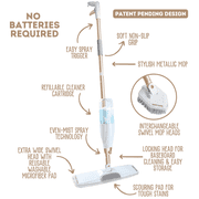 Quick Shine Ultimate Gold Spray Mop Kit | All-In-One 11 Pc Kit w/ Interchangeable Attachments | Floor Cleaner Included | No Batteries Needed | Pro Cleaning System for All Floor Types | 2-in-1 Mop