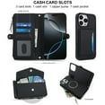 thumbnail image 2 of Decase 2-in-1 Detachable Magnetic Wallet Case Compatible with iPhone 14, Shockproof PU Leather Flip Cover with Card Slots, Cash Pocket, Zipper Purse, Crossbody Strap, RFID Blocking,Black, 2 of 8