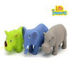 Little Treasures Animal Bath Toys for babies 19+ months a jumble of 3 toys of different Sahara animals expertly modeled rubber elephant, hippopotamus and rhino