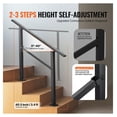thumbnail image 3 of Outdoor Handrails for Steps, 2-3 Step Stair Rail Kit, Black Metal Handrail, Carbon Steel Safety Rail for Seniors, Deck & Concrete Stairs, Easy Install, 3 of 7