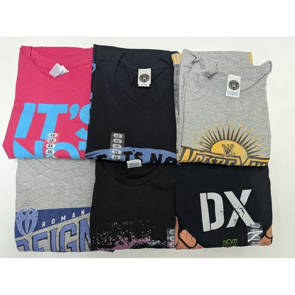 6 Men Size 4XL WWE T-shirts Cena Orton Undertaker The Rock Lot 1