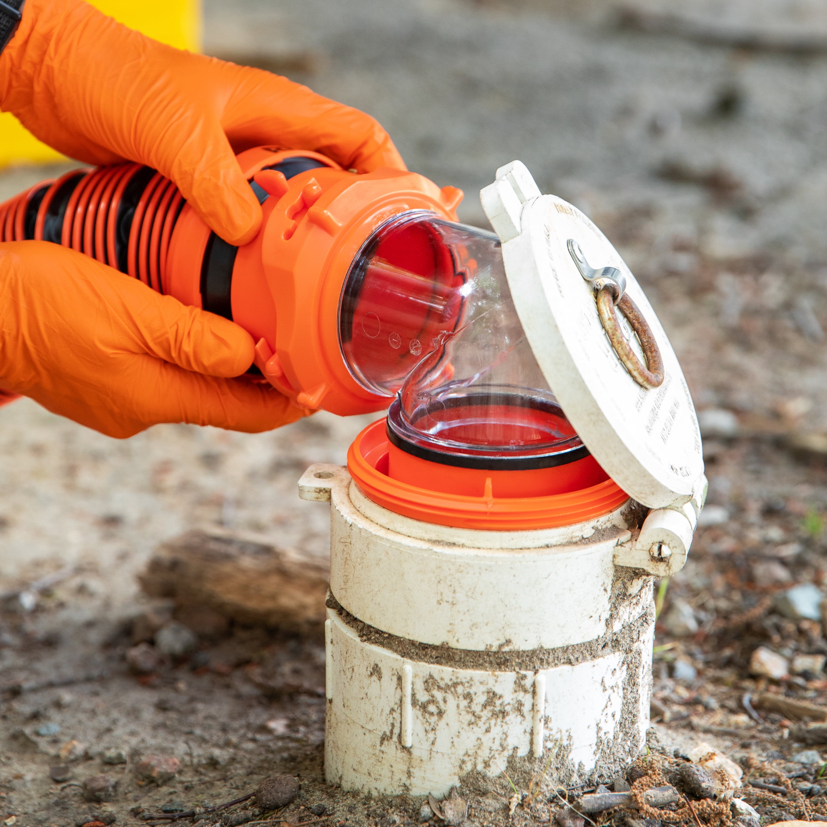 Camco Rhino Clear RV Sewer Hose Elbow with 4-in-1 Adapter - Orange (39736)