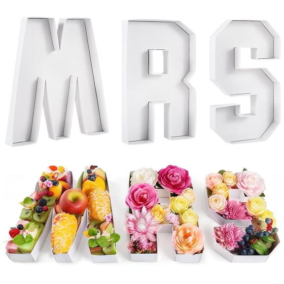 MRS Charcuterie Board Set - Wedding MRS Sign Cardboard | 3 Pcs Fillable Charcuterie DIY Serving Boards | Floral Cupcake Candy Display Trays for Bachelorette, Bridal Shower Decor