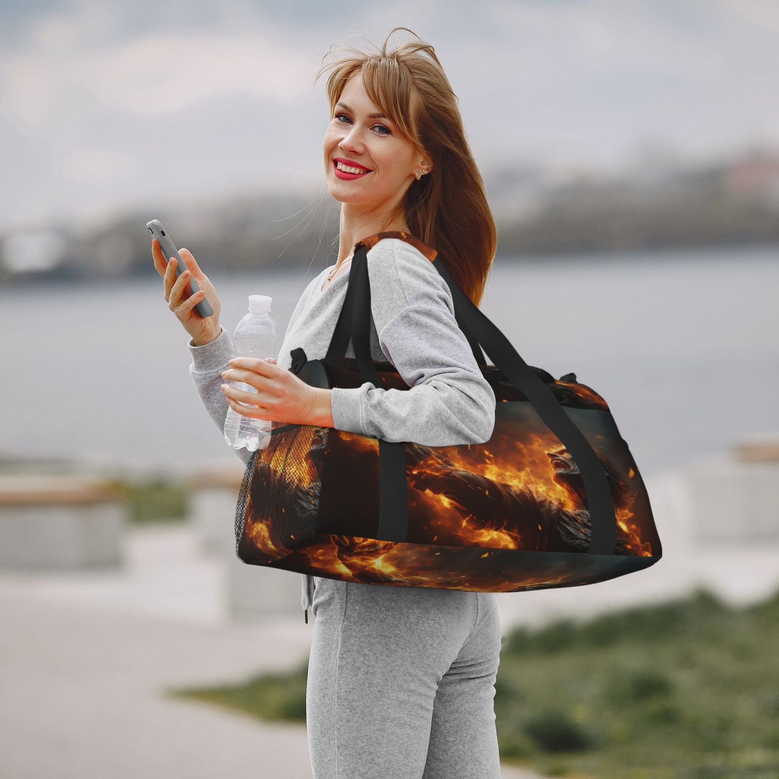 Fuzoiu Cool Fire Man Print Travel Duffle Bag,Carry On Tote Bags,Duffel Bag,Sport Gym Bag, Hospital Bag for Labor and Delivery, Overnight Bag,Luggage Bag