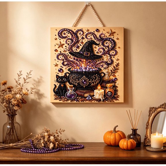 Halloween Ghost Pearl Art DIY Kit, Spooky Cute 3D Diamond Painting Crafts for Adults, DIY Home Decor Wall Art, Beginner DIY Seasonal Party Gift