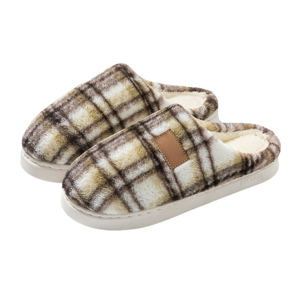 Slippers for Women Classic Plaid Memory Foam Shoes Fuzzy Indoor And Outdoor Thick Sole Warm Womens Slippers