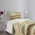 thumbnail image 3 of Ambesonne Nautical Quilted Bedspread Set 2 Pcs, Floral Sea Shore and Boat, Twin Size, Grey Yellow Dark Salmon, 3 of 5
