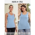 thumbnail image 5 of CARCOS Womens Tank Tops with Built in Shelf Bra Plus Size Basic Stretchy Padded Camisole Casual Layering Tanks Undershirt Light Blue L, 5 of 6