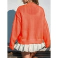 thumbnail image 2 of Women'S Knit Crochet Open Front Sweater Long Sleeve Button Flowers Loose Short Cardigan Outerwear Coats Orange Color S, 2 of 5