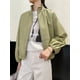 thumbnail image 3 of Chaqueta corta de cuero genuino para motocicleta para mujer, primavera otoño 2024, tendencia elegante, cuello alto, cremallera, abrigo de piel de oveja real para motorista, 3 of 5
