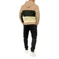 thumbnail image 4 of QHRMKOG Men Sweatsuits Sets Casual Long Sleeve Color Block Hoodies and Sweatpants Tracksuits Big and Tall Pullover Jogging Set Trendy Workout Outfit Brown 3XL, 4 of 5