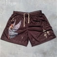 thumbnail image 3 of Y2K Pantalones cortos de gimnasio para hombres y mujeres con estampado 3D de cruz de ángel, pantalones cortos deportivos casuales de malla de secado rápido,, 3 of 5