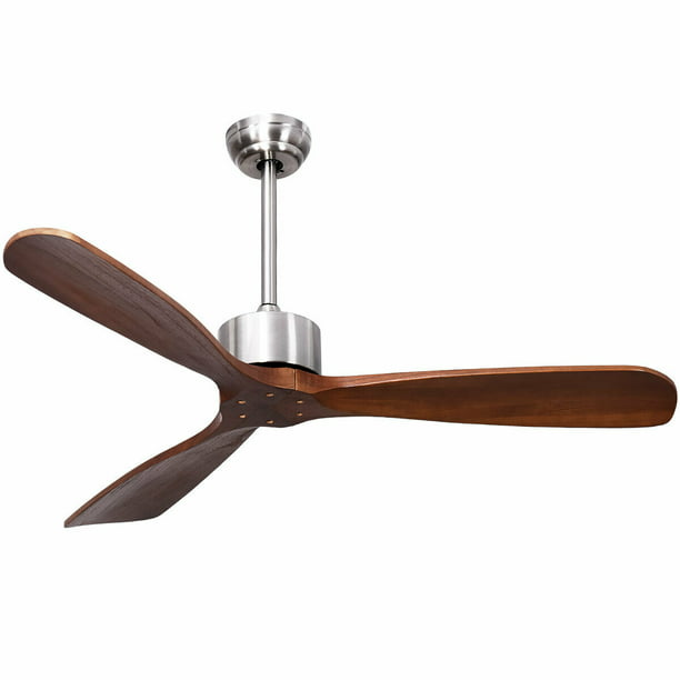 Gymax 52 Modern Ceiling Fan Indoor Outdoor Brushed Nickel Finish W Remote Control Com - 52 Ceiling Fan With Led Light And Remote Control Brushed Nickel Finish