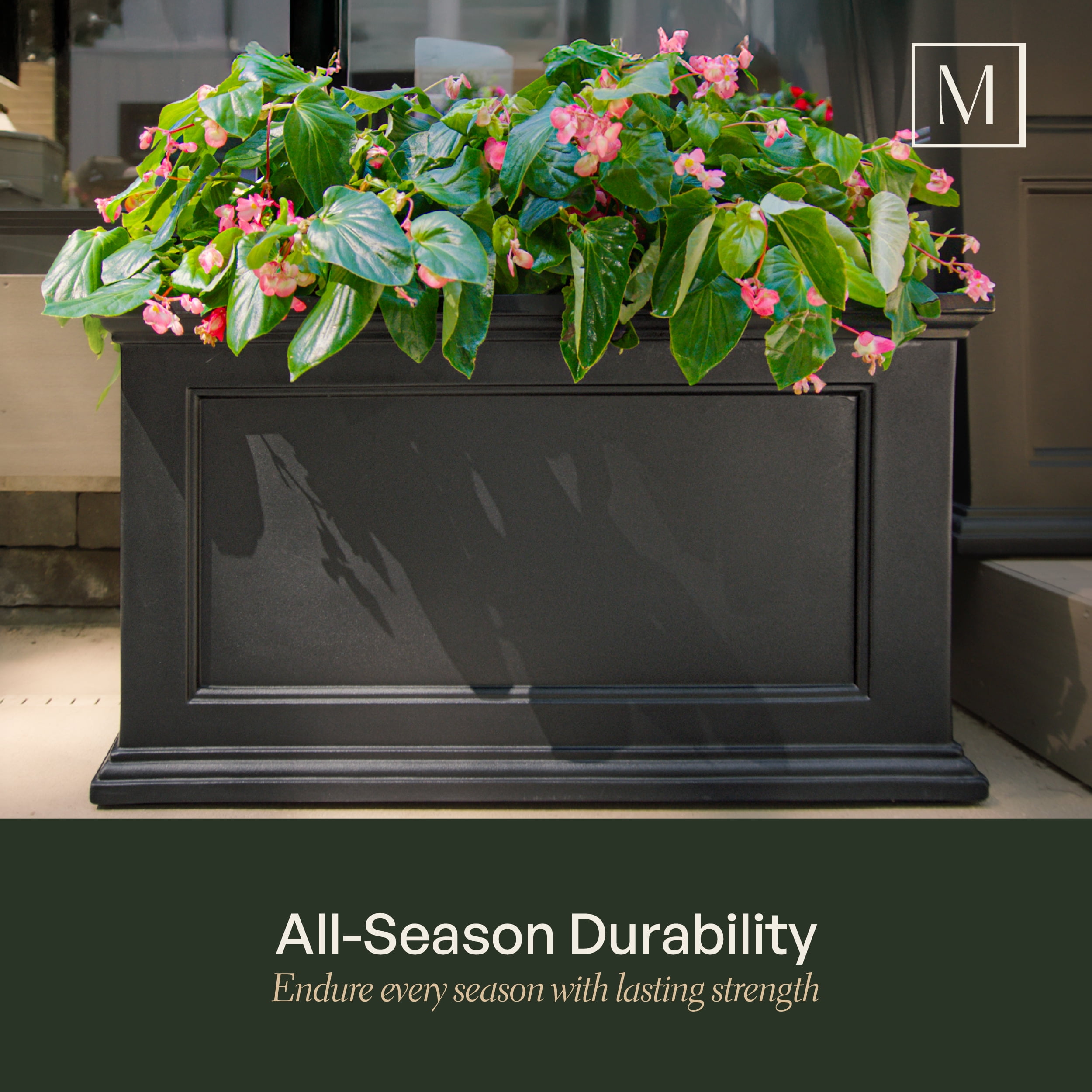 Mayne Fairfield 36" x 20" x 20" Rectangle Black Self Watering Plastic Planter