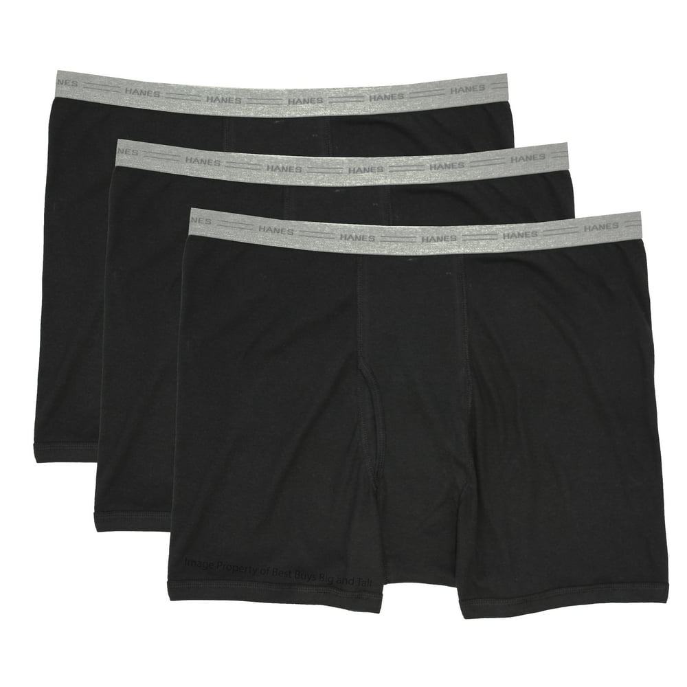 Hanes - Hanes Basic Big Men’s Underwear BOXER BRIEFS 3-Pack Black 3XL ...