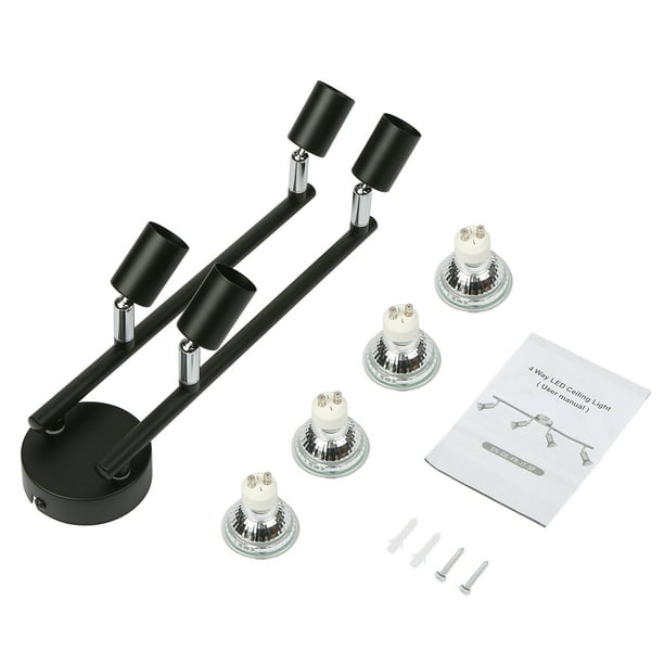 Luminaria de techo ajustable Tomshine con 4 cabezales LED GU10 de 4W, ángulo de iluminación flexible, ideal para habitaciones, cocinas y pasillos. Incluye 4 focos de luz cálida 3000K, 400lm cada uno,