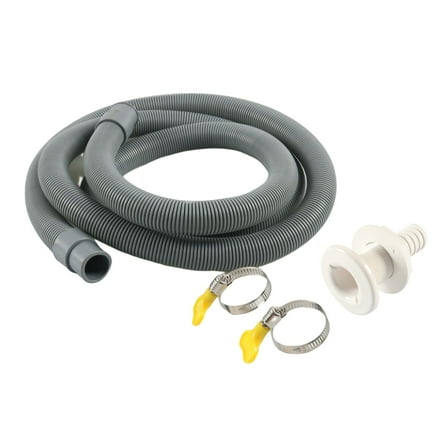 Bilge Pump Hose 3/4 Inch Bilge Pump Kit 6.5 ft Hose Thru Hull Fitting 2 Steel Clamps Suitable for Boats Non-deformation