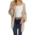 thumbnail image 2 of Autumn Winter Women Long Sleeved Open Front Knit Cardigan Coat Sweater, 2 of 5