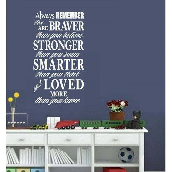 Always Remember you are loved ~ Wall Decal 15" x 22" White (Boy)
