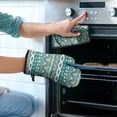 thumbnail image 2 of Teal Geometric Boho Pattern Kitchen Oven Mitt and Pot Holder Sets 2 Pcs for Baking, Cooking and Grilling, Heat Resistant Up To 392 °F, 2 of 7