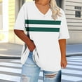thumbnail image 2 of Charella Plus Size Tops for Women Summer Fashion Floral V Neck Short Sleeve Shirts Casual Striped Loose Basic Blouses (XL, White 1), 2 of 5