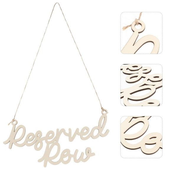 HORIALENCE Reserved Hanging Sign for Wedding Chairs Beige 5Pcs 11.2X5.2In