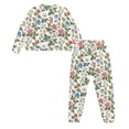thumbnail image 5 of SCRAWLGOD Floral Womens Pajamas Long Sleeve Sleepwear Sets for Women 2 Piece Outfits Crewneck Ladies Jogger Pjs Set Washable House Wear for Women Size X-Large, 5 of 7
