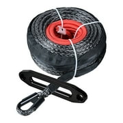 Astra Depot 95' x 3/8" Black Synthetic Winch Rope Line Cable 20000 lb + 10" Black Aluminum Hawse Fairlead for Jeep SUV ATV UTV Truck