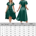 thumbnail image 2 of Vestido de mujer A Line Bow V Neck Vestidos casuales Moda para cóctel (Verde oscuro M) FLhrweasw Para estrenar, 2 of 8