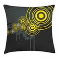 thumbnail image 1 of Grey and Yellow Throw Pillow Cushion Cover, Music Street Decor Inspired Geometrical Inner Circles Image, Decorative Square Accent Pillow Case, 16 X 16 Inches, Charcoal Grey and Black, by Ambesonne, 1 of 2