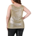 thumbnail image 2 of Agnes Orinda Blusas de Talla Grande para Mujeres, Sin Mangas, Cuello Redondo, Ropa de Fiesta y Club, Top Metálico Brillante Holográfico 1X Champagne, 2 of 7