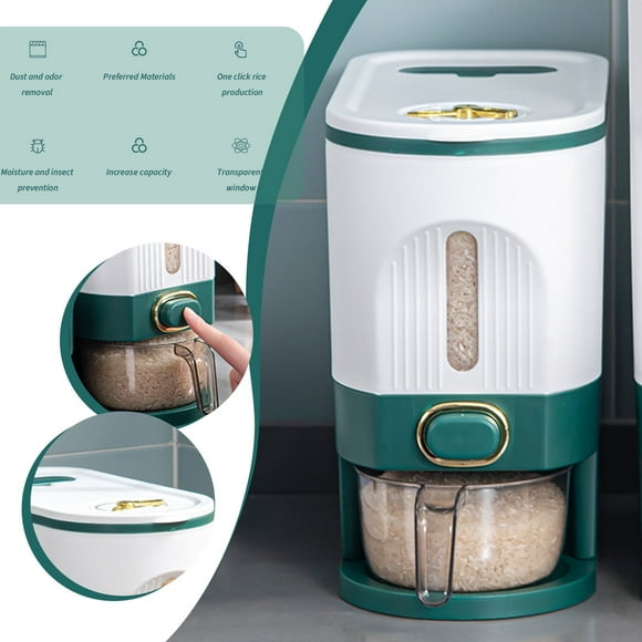 Chmadoxn Kitchen Storage & Organization, Rice Dispenser, Large Grain Container Storage With Lid Measuring Cylinder Household Cereal Dispenser Bucket For Kitchen Soybean Corn Rice Storage