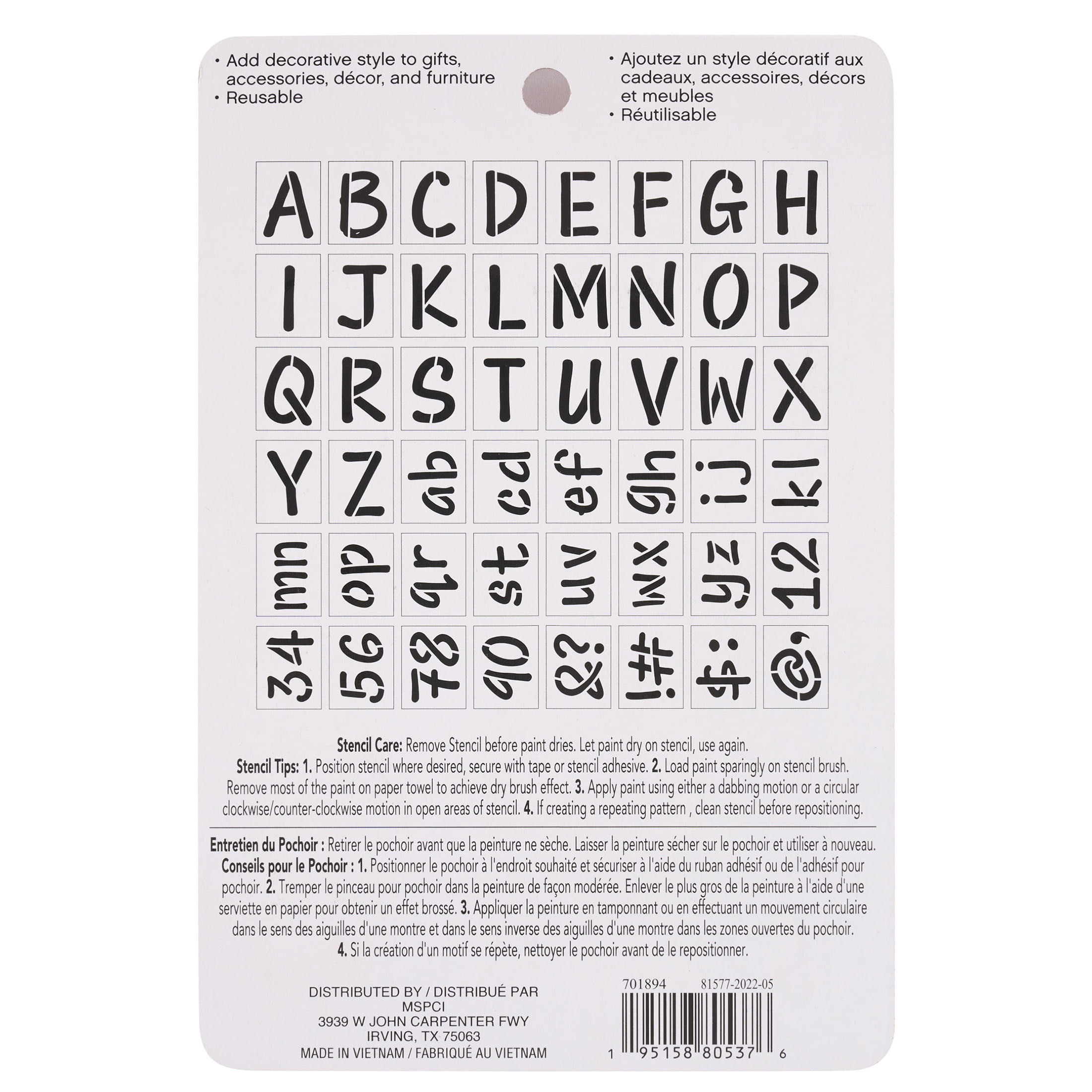 Craft Smart 4.5" Alphabet Stencils - Reusable Cardstock Letter Stencils with 70 Designs, 48 Sheets per Pack, Great for DIY & Decor, 12 Pack