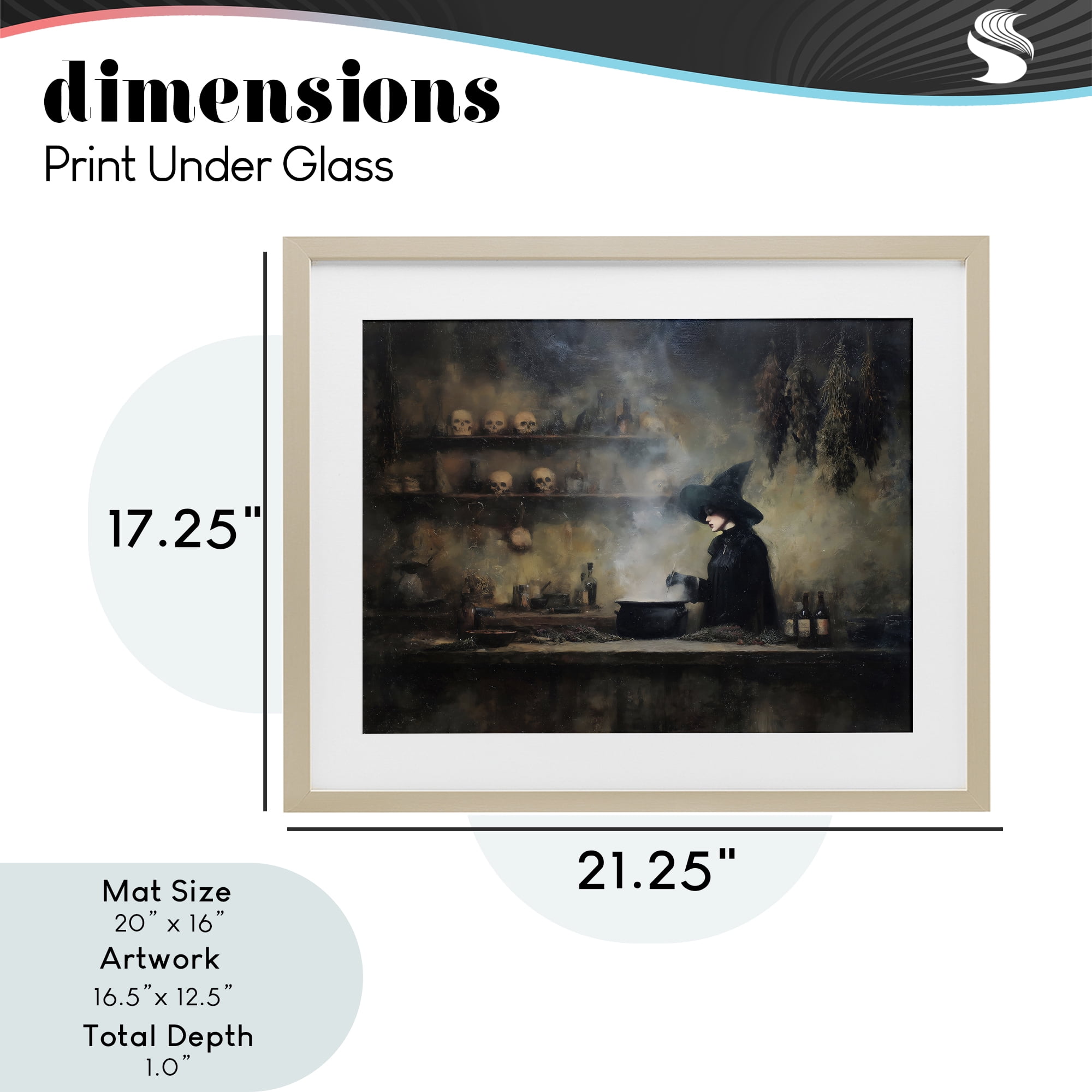 Witch's Cauldron Brew Birch Framed Print Under Glass, design by Arlington Prints