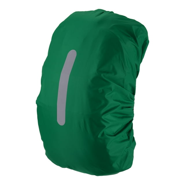 Unique Bargains Housse Imperméable de Pluie de Sac à Dos 55-65L avec la Sangle Réfléchissante Verticale, L, Vert Foncé
