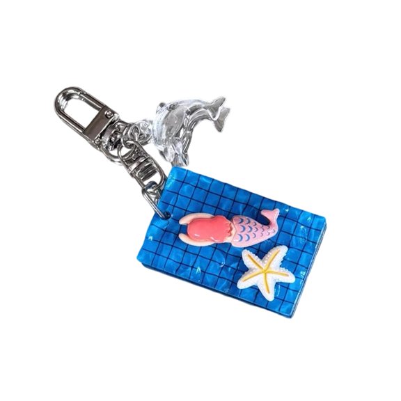 HannLk Creative 3D Water Swimming Pool Acrylic Keychain For Keys Bags Fashion Gift